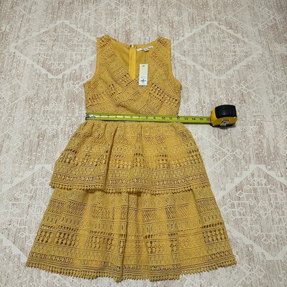 Francesca’s Dress New Size XS Yellow Crochet Bright Spring Summer Coquette - Picture 10 of 13